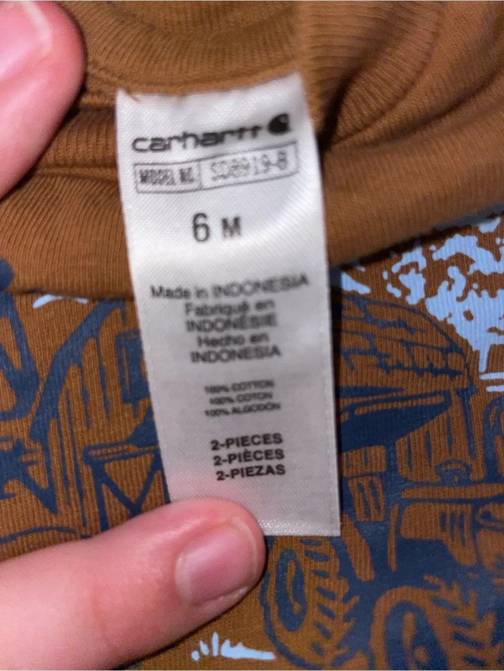 Carhartt Rust Brown Baby One-Piece with Farm Graphic
